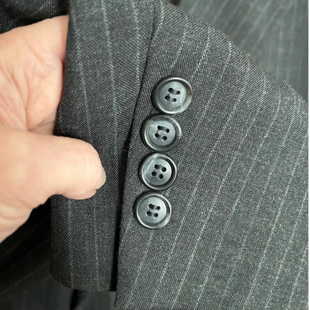 Classic Pinstripe Suit‎ Charcoal Wool Blend John Weitz Palm Beach 46R Big Tall